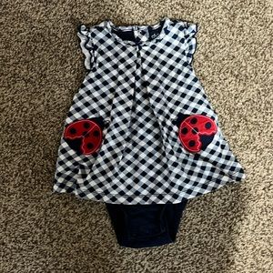 Navy and white with ladybugs romper